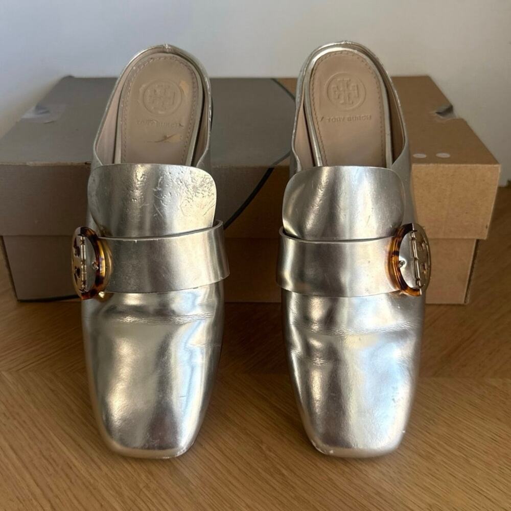 Tory Burch Sidney ‘Gold Tone’ Women Mule Slip On Shoes  - SZ 7.5 - Picture 3 of 14